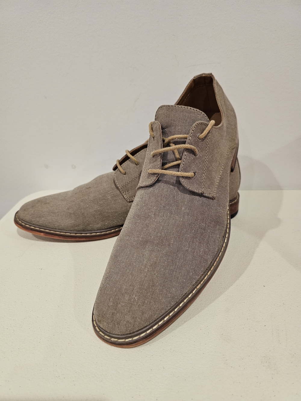 Men's Taupe Canvas Derby Shoes - Smart Casual Lace-Up